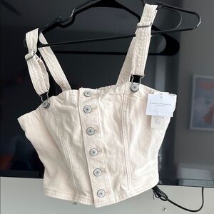American Eagle Outfitters Cream Crop Top